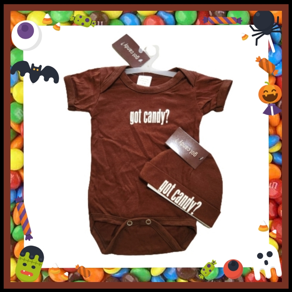 ADORABLE ☆ GOT CANDY? ☆ CHOCOLATE BROWN ☆ ONEPIECE & CAP ☆ NWT